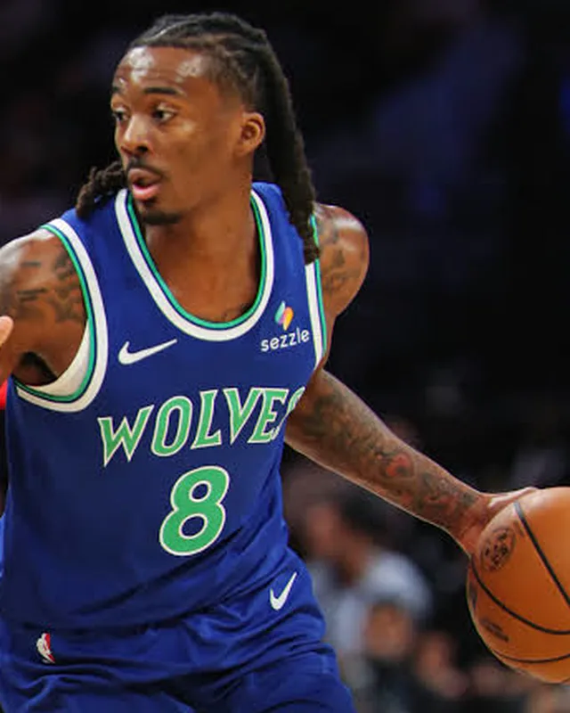 Bones Hyland dribbling for the Minnesota Timberwolves