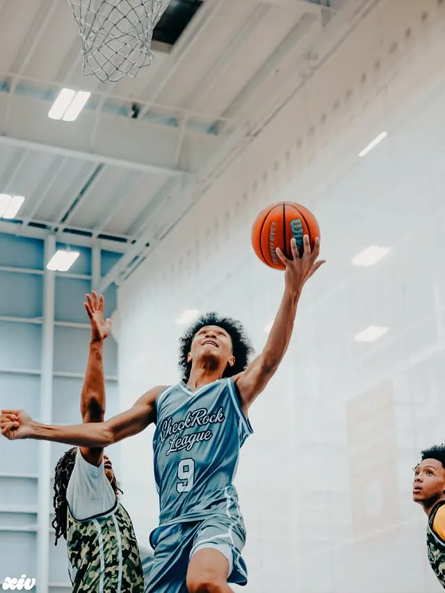 Player finishing a layup